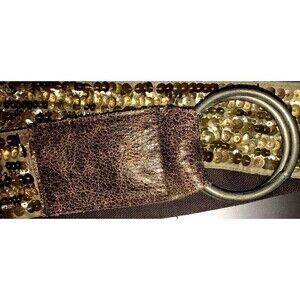 Old Navy Leather Sequin Belt, Gold - Silver Sequin L